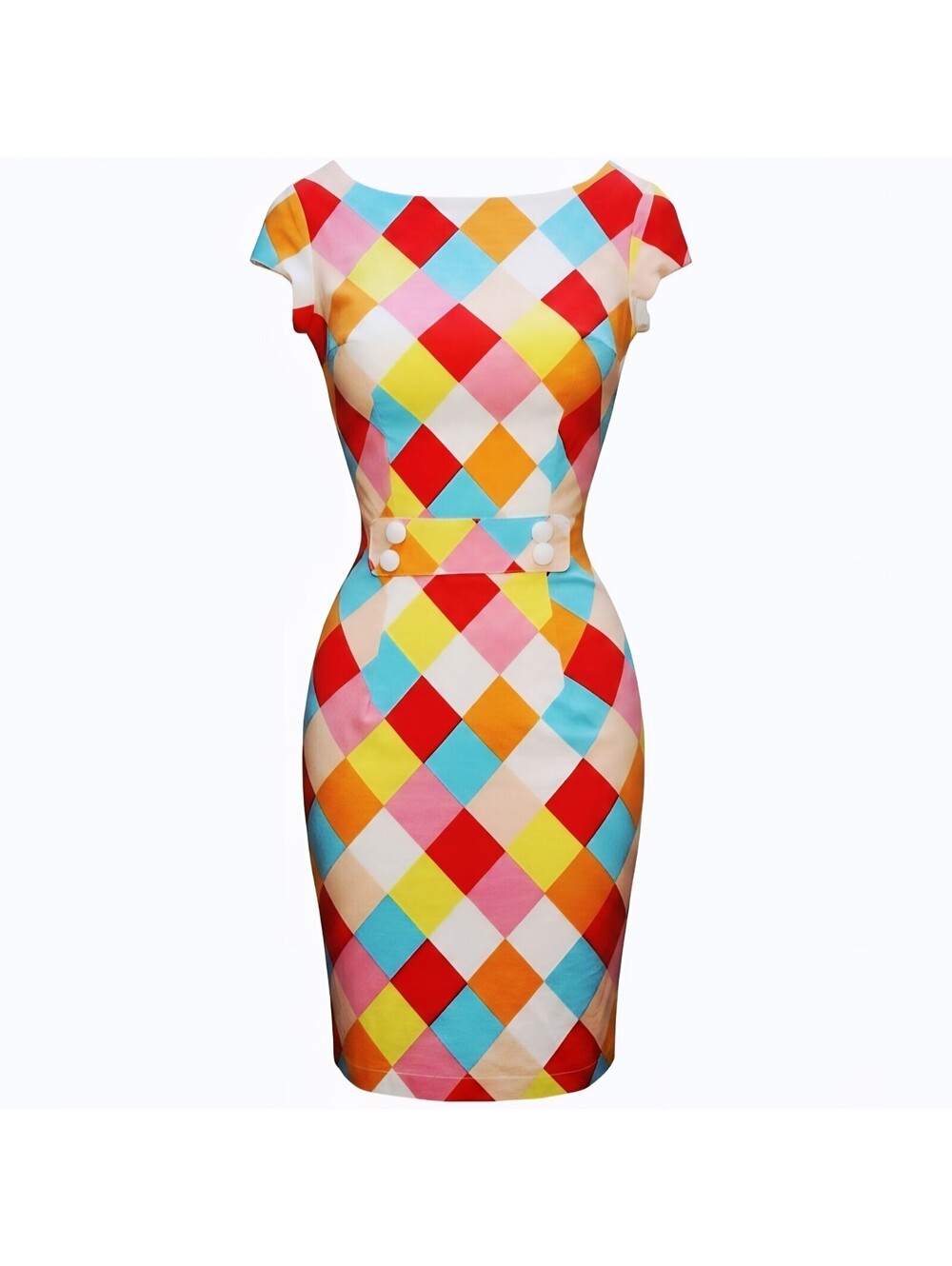 Shabby Apple Dress Retro 7's Womens 4 Sheath Knee Length Mod Rainbow Pin-up